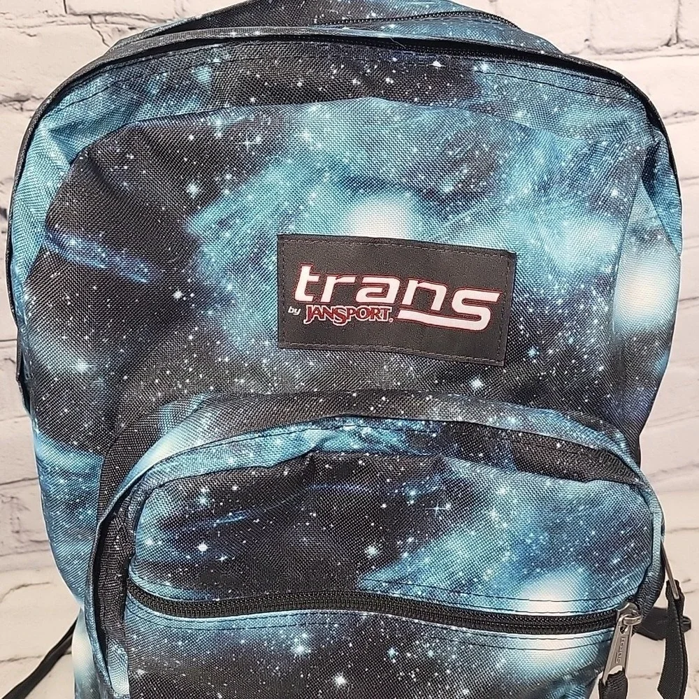 Jansport Trans Galaxy‎ Cosmic Backpack Large Blue Dual Pocket Laptop Book Bag